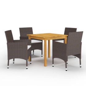 Juego de comedor de jardín de 5 piezas marrón de vidaXL, Conjuntos de jardín - Ref: Foro24-3067674, Precio: 357,43 €, Descuen...