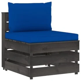 Ecksofa mit grau imprägnierten Holzkissen von vidaXL, Modulare Sofas für den Außenbereich - Ref: Foro24-3068130, Preis: 89,15...