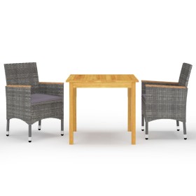 Juego de comedor de jardín de 3 piezas gris de vidaXL, Conjuntos de jardín - Ref: Foro24-3067676, Precio: 261,13 €, Descuento: %