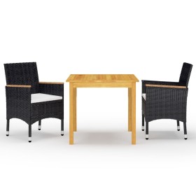 Juego de comedor de jardín de 3 piezas negro de vidaXL, Conjuntos de jardín - Ref: Foro24-3067675, Precio: 235,94 €, Descuent...