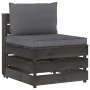 Sectional central sofa with gray impregnated wood cushions by vidaXL, Modular outdoor sofas - Ref: Foro24-3068120, Price: 97,...
