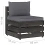Sectional central sofa with gray impregnated wood cushions by vidaXL, Modular outdoor sofas - Ref: Foro24-3068120, Price: 97,...