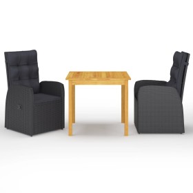 Juego de comedor para jardín 3 piezas negro de vidaXL, Conjuntos de jardín - Ref: Foro24-3067717, Precio: 449,97 €, Descuento: %