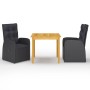 Juego de comedor para jardín 3 piezas negro de vidaXL, Conjuntos de jardín - Ref: Foro24-3067717, Precio: 449,97 €, Descuento: %