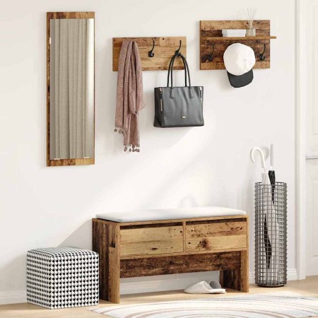 Conjunto de muebles de recibidor con cajón 4 pcs Madera vieja en Bancos para recibidores y almacenamiento | Comprar online en Fo