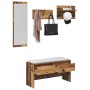 Conjunto de muebles de recibidor con cajón 4 pcs Madera vieja en Bancos para recibidores y almacenamiento | Comprar online en Fo