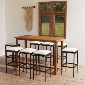 Conjunto de bar para jardín 9 piezas con cojines marrón de vidaXL, Conjuntos de jardín - Ref: Foro24-3068013, Precio: 443,40 ...