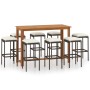 Conjunto de bar para jardín 9 piezas con cojines marrón de vidaXL, Conjuntos de jardín - Ref: Foro24-3068013, Precio: 443,40 ...