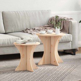 Mesa de Café 2 pcs Natural Madera maciza de pino en Mesas de centro | Comprar online en Foru.es