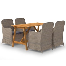 Juego de comedor para jardín 5 piezas marrón de vidaXL, Conjuntos de jardín - Ref: Foro24-3068770, Precio: 773,35 €, Descuent...
