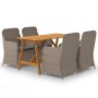 Juego de comedor para jardín 5 piezas marrón de vidaXL, Conjuntos de jardín - Ref: Foro24-3068770, Precio: 773,35 €, Descuent...