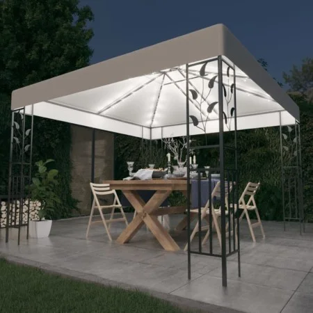 Carpa cenador de jardín con tira de luz LED 3x3 m blanco de vidaXL, Carpas y cenadores - Ref: Foro24-3070311, Precio: 254,10 ...
