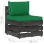 Central sectional sofa with gray impregnated wood cushions by vidaXL, Modular outdoor sofas - Ref: Foro24-3068125, Price: 85,...
