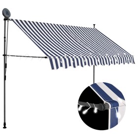 Toldo manual retráctil con LED azul y blanco 300 cm en Toldos | Comprar online en Foru.es