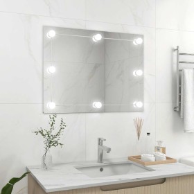 Espejo de pared sin marco con luces LED rectangular de vidrio en Espejos | Comprar online en Foru.es