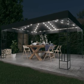 Cenador con tira de luces LED 3x4 m tela gris antracita de vidaXL, Carpas y cenadores - Ref: Foro24-3070329, Precio: 226,20 €...