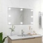 Espejo de pared sin marco con luces LED rectangular de vidrio en Espejos | Comprar online en Foru.es