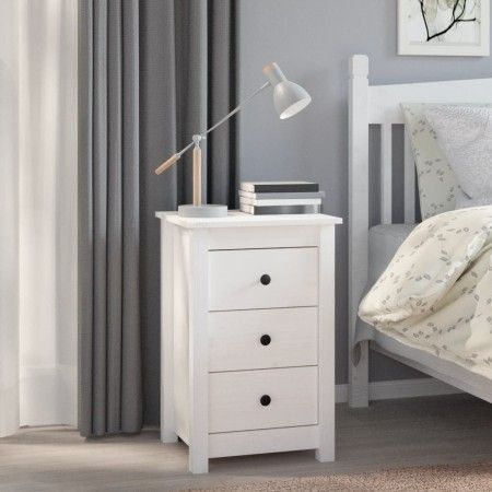 Mesita de noche madera maciza de pino blanco 40x35x61,5 cm de vidaXL, Mesitas de noche - Ref: Foro24-813701, Precio: 73,82 €,...