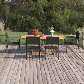 Juego de comedor de jardín 7 piezas ratán sintético negro de vidaXL, Conjuntos de jardín - Ref: Foro24-3070772, Precio: 438,3...