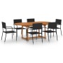 Juego de comedor de jardín 7 piezas ratán sintético negro de vidaXL, Conjuntos de jardín - Ref: Foro24-3070772, Precio: 438,3...