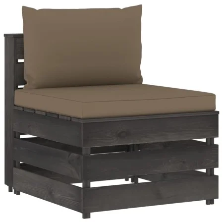 Ecksofa mit grau imprägnierten Holzkissen von vidaXL, Modulare Sofas für den Außenbereich - Ref: Foro24-3068128, Preis: 105,3...