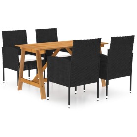 Juego de comedor para jardín de 5 piezas negro de vidaXL, Conjuntos de jardín - Ref: Foro24-3068779, Precio: 293,75 €, Descue...