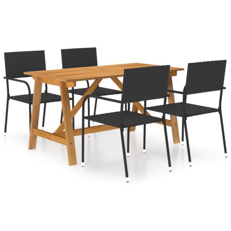 Juego de comedor para jardín de 5 piezas negro de vidaXL, Conjuntos de jardín - Ref: Foro24-3068777, Precio: 239,93 €, Descue...