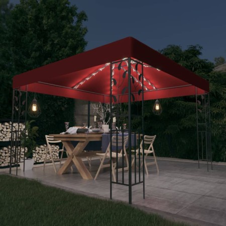 Cenador con tira de luces LED 3x3 m rojo tinto de vidaXL, Carpas y cenadores - Ref: Foro24-3070297, Precio: 255,04 €, Descuen...