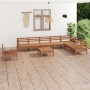 Juego muebles de jardín 9 pzas madera maciza pino marrón miel de vidaXL, Conjuntos de jardín - Ref: Foro24-3083052, Precio: 5...