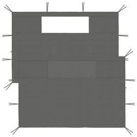 Paredes laterales de cenador con ventanas 2 uds gris antracita de vidaXL, Accesorios para pabellones y cenadores - Ref: Foro2...