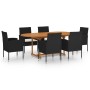 Juego de comedor para jardín 7 piezas ratán sintético negro de vidaXL, Conjuntos de jardín - Ref: Foro24-3070774, Precio: 508...