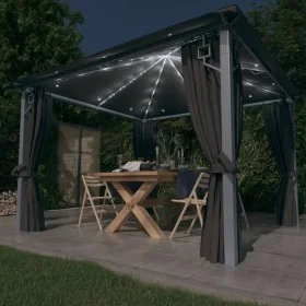 Cenador cortina y tira de lz LED aluminio antracita 300x300 cm de vidaXL, Carpas y cenadores - Ref: Foro24-3070333, Precio: 5...