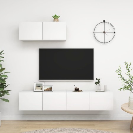 Mueble de TV 3 piezas de madera de ingeniería blanco en Muebles TV | Comprar online en Foru.es