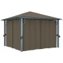 Cenador con cortina y tira de luz aluminio taupé 300x300 cm de vidaXL, Carpas y cenadores - Ref: Foro24-3070334, Precio: 487,...