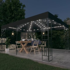 Cenador con doble techo y tira de luces LED antracita 3x4 m de vidaXL, Carpas y cenadores - Ref: Foro24-3070299, Precio: 292,...