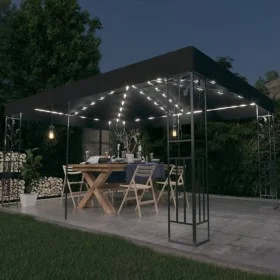 Cenador con doble techo y tira de luces LED antracita 3x4 m de vidaXL, Carpas y cenadores - Ref: Foro24-3070299, Precio: 271,...