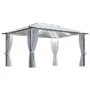 Cenador con cortina y tira luces LED aluminio crema 400x300 cm de vidaXL, Carpas y cenadores - Ref: Foro24-3070335, Precio: 5...