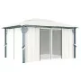 Cenador con cortina y tira luces LED aluminio crema 400x300 cm de vidaXL, Carpas y cenadores - Ref: Foro24-3070335, Precio: 5...