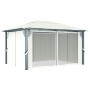 Cenador con cortina y tira luces LED aluminio crema 400x300 cm de vidaXL, Carpas y cenadores - Ref: Foro24-3070335, Precio: 5...