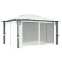 Cenador con cortina y tira luces LED aluminio crema 400x300 cm de vidaXL, Carpas y cenadores - Ref: Foro24-3070335, Precio: 5...