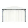Cenador con cortina y tira luces LED aluminio crema 400x300 cm de vidaXL, Carpas y cenadores - Ref: Foro24-3070335, Precio: 5...