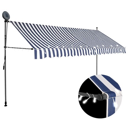 Toldo manual retráctil con LED azul y blanco 400 cm en Toldos | Comprar online en Foru.es