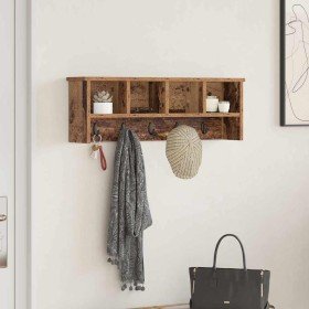 Perchero de pared con estante Madera vieja 75 x 16 x 26 cm en Estanterías | Comprar online en Foru.es