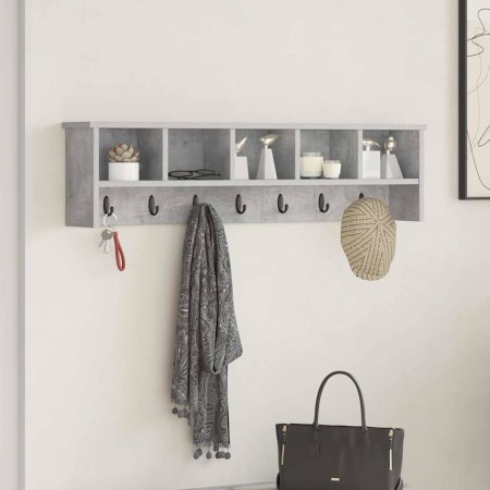 Perchero de pared con estante Gris hormigón 100 x 16 x 26 cm en Estanterías | Comprar online en Foru.es