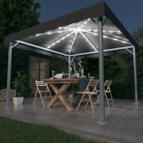 Cenador con tira de luces LED aluminio antracita 300x300 cm de vidaXL, Carpas y cenadores - Ref: Foro24-3070343, Precio: 371,...