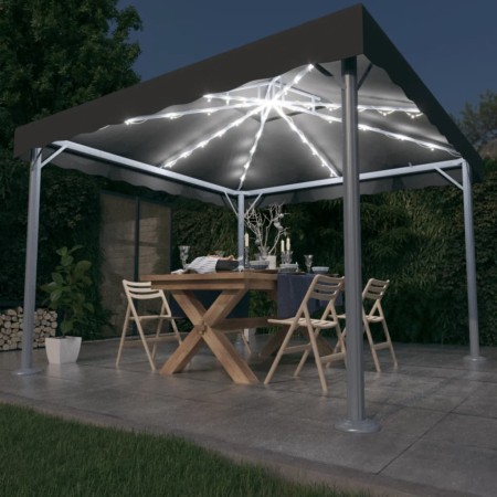 Cenador con tira de luces LED aluminio antracita 300x300 cm de vidaXL, Carpas y cenadores - Ref: Foro24-3070343, Precio: 371,...