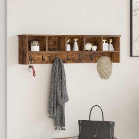 Perchero de pared con estante Roble ahumado 100 x 16 x 26 cm en Estanterías | Comprar online en Foru.es