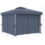 Cenador con cortina y tira de luces aluminio antracita 3x3 m de vidaXL, Carpas y cenadores - Ref: Foro24-3070347, Precio: 540...
