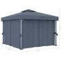 Cenador con cortina y tira de luces aluminio antracita 3x3 m de vidaXL, Carpas y cenadores - Ref: Foro24-3070347, Precio: 525...