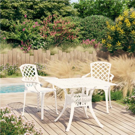 Mesa y sillas de bistró 3 piezas aluminio fundido blanco de vidaXL, Conjuntos de jardín - Ref: Foro24-3070588, Precio: 507,05...